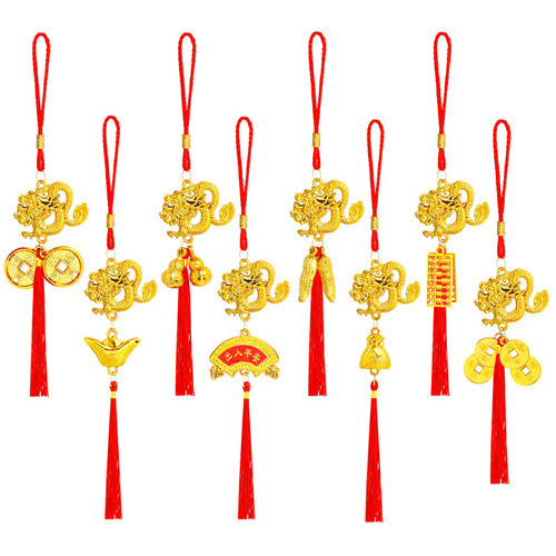 8 Pieces 2024 Chinese Year of Dragon Lucky Charms Chinese Knot Lucky Hanging Pendants Oriental Good Luck Charms Chinese New Year Feng Shui Decor for Wealth Fortune Success 8 Pieces 2024 Chinese Year of Dragon Lucky Charms Chinese Knot Lucky Hanging Pendants Oriental Good Luck Charms Chinese New Year Feng Shui Decor for Wealth Fortune Success