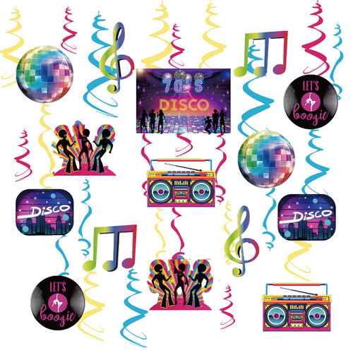 45PCS Disco Party Decorations, 70s Party Hanging Swirls Ceiling Decor for Retro Disco Fever Party Disco Ball Decor 70's Boogie Party 1970s Birthday Party Hippie Party Favors Supplies