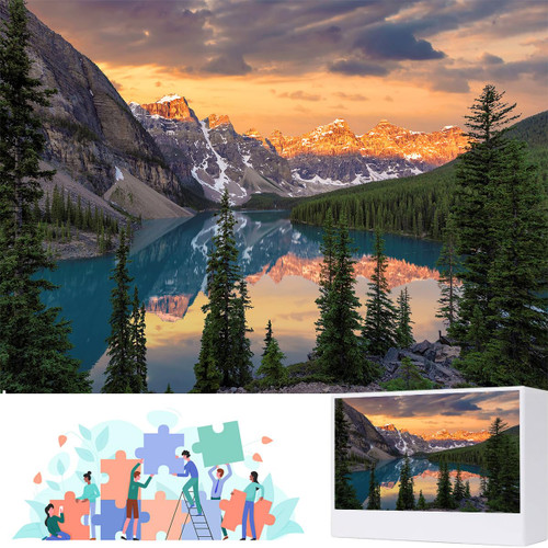 Puzzles for Adults 1000 Pieces, Moraine Lake in Canada Puzzles, Sunset at Banff National Park Jigsaw Puzzles for Adults 1000 Pieces and up, Rocky Mountains Puzzle Gifts.