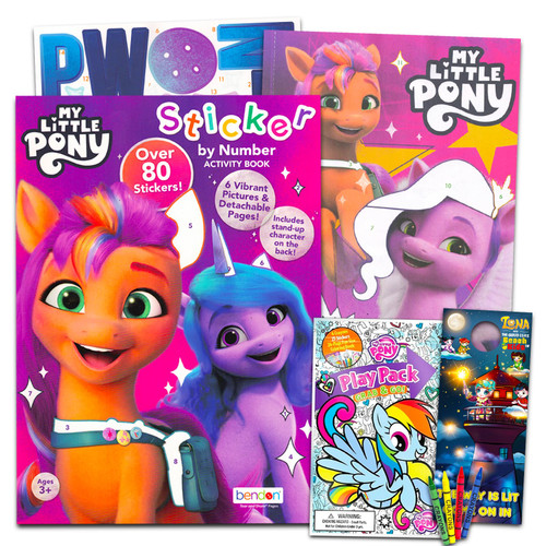 My Little Pony Sticker by Number Book Set for Girls - MLP Activity Sticker Book Bundle with My Little Pony Sticker Mosaic Book Plus Play Pack, More | MLP Activity Book for Kids