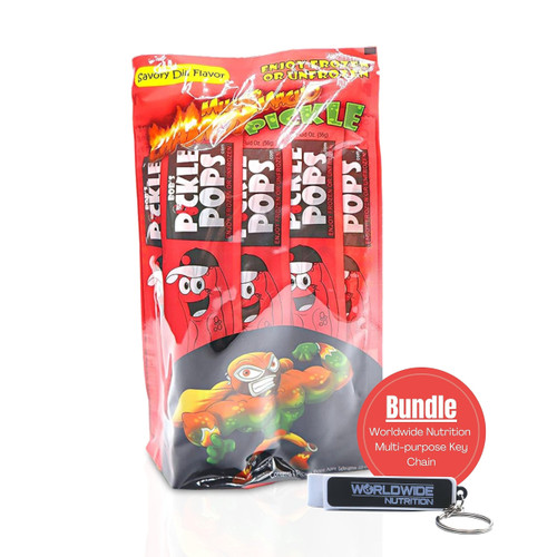 Bundle: Bobs Pickle Pops Mucho Macho Chamoy Electrolytes Freezer Pops Pre Workout Hydration Athlete Recovery Pickle Juice for Leg Cramps 1 Pk, 6 Ice Pops & KeyChain