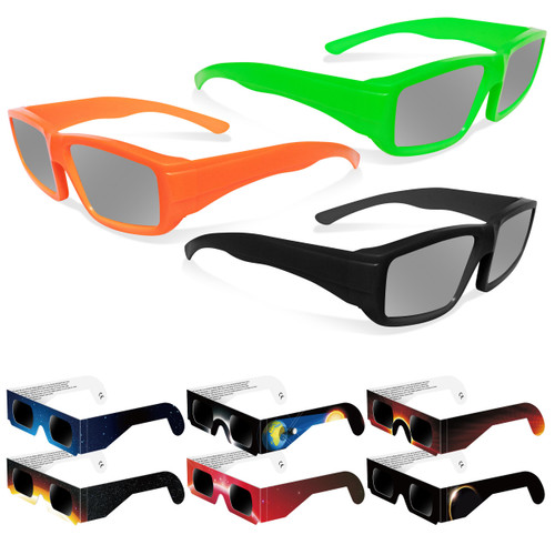 Solar Eclipse Glasses Approved 2024, (3Plastic+6Paper) CE and ISO Certified Solar Eclipse Observation Glasses, Safe Shades for Direct Sun Viewing