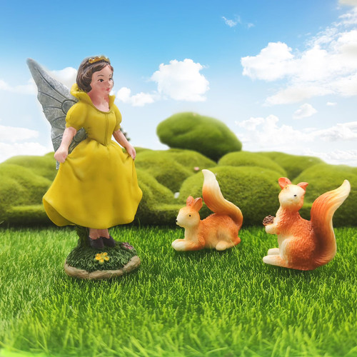 Fairy Garden Accessories Outdoor, Fairy Garden Kit- Miniature Fairies, Squirrel Figurines- 3Pcs Resin Mini Ornaments Set Decor for Outdoor or House Home Dollhouse Flower Pots Fairy Garden Accessories Outdoor, Fairy Garden Kit- Miniature Fairies, Squirrel Figurines- 3Pcs Resin Mini Ornaments Set Decor for Outdoor or House Home Dollhouse Flower Pots