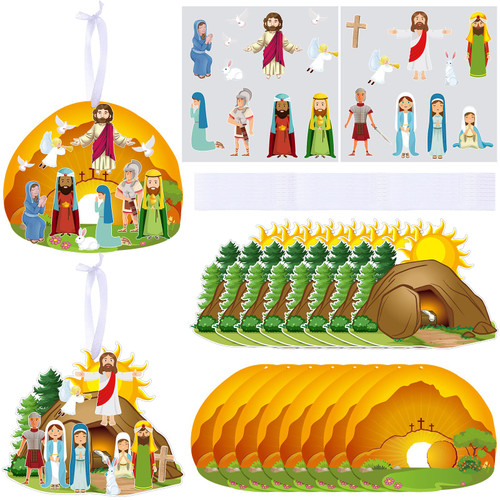Make an Easter He Lives Sticker Scenes Religious Easter Stickers Craft Kit for Kids Resurrection Stickers Tree Ornaments Office Christian Jesus Stickers He is Risen Hanging DIY Art(16 Sets) Make an Easter He Lives Sticker Scenes Religious Easter Stickers Craft Kit for Kids Resurrection Stickers Tree Ornaments Office Christian Jesus Stickers He is Risen Hanging DIY Art(16 Sets)