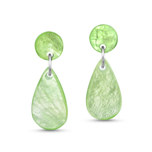 Ocean Trends Green Colored Teardrop Capiz Shell Post Drop Dangle Earrings | Classic Earrings for Women | Drop Dangle Earring | Gift for Women, Mom