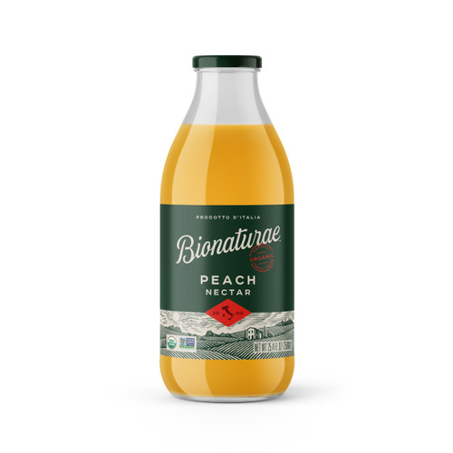 Organic Peach Nectar - Peach Juice, Peach Nectar Juice, Non-GMO, USDA Certified, No Sugar Added, No Preservatives, Organic Peach Nectar, Made In Italy - 25.4 Oz
