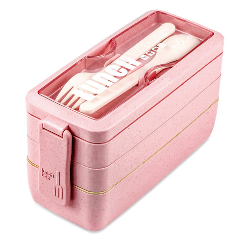 Bento Box Lunch Box, 3-In-1 Compartment Containers - Wheat Straw, Leakproof Stackable Bento Lunch Box Meal Prep Bento Box Lunch Box, 3-In-1 Compartment Containers - Wheat Straw, Leakproof Stackable Bento Lunch Box Meal Prep