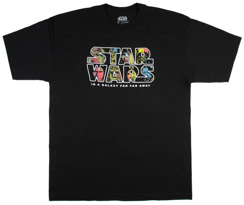 Star Wars Men's Shirt In A Galaxy Far Far Away Character In Letters Adult T-Shirt (2X-Large)