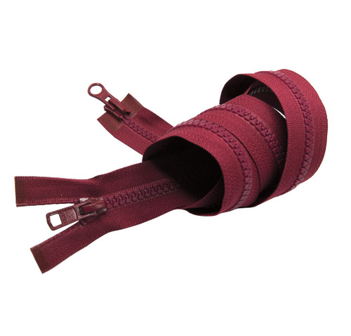 #5 Molded Vislon Burgundy YKK Jacket 2-Way Separating Zipper - Choose Your Length - Color: Burgundy #527 - Made in The United States (1 Zipper Per Pack) (28" Inches)
