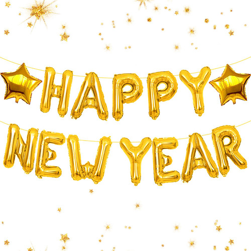 Gold Happy New Year Banner Balloons, 16inch New Years Eve Party Supplies 2024, Gold Balloons, Happy New Year Decorations 2024, NYE decorations 2024, Indoor Outdoor New Year Party