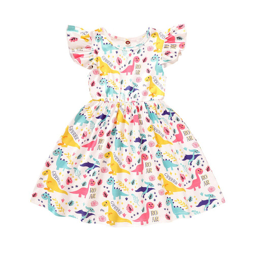 Toddler Baby Girl Summer Dress Dinosaur Flutter Sleeve Dresses Outfits for Baby Girl Sundress Skirts Clothes (Yellow Dinosaur Dress, 3-4T) Toddler Baby Girl Summer Dress Dinosaur Flutter Sleeve Dresses Outfits for Baby Girl Sundress Skirts Clothes (Yellow Dinosaur Dress, 3-4T)