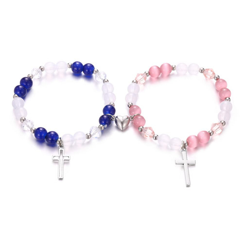 Cross Matching Bracelets for Couple Women Men Vintage Stone Bracelet Pink Green Beads Bracelets Friendship Relationship Promise Bracelet for Best Friends Trendy Jewelry Gifts Cross Matching Bracelets for Couple Women Men Vintage Stone Bracelet Pink Green Beads Bracelets Friendship Relationship Promise Bracelet for Best Friends Trendy Jewelry Gifts