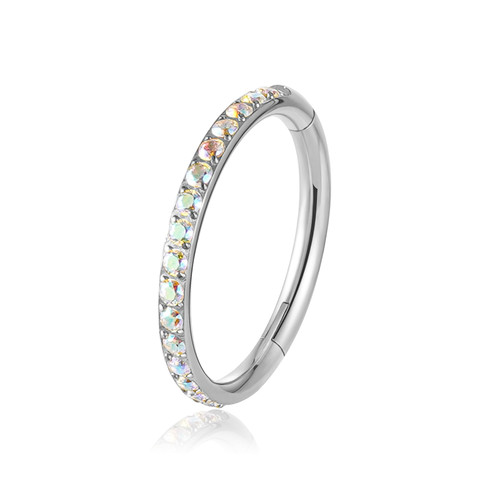 16G Titanium Cartilage Earring Hoop for Conch Helix Tragus 8mm 10mm 12mm Hypoallergenic Hinged Clicker Nose Rings Septum Piercing Jewelry (8mm silver)