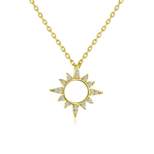 14k Gold Sun Necklace for Women, Dainty Gold Plated Sun Pendant Adjustable Chain Necklace Jewelry Gift for Women Girl