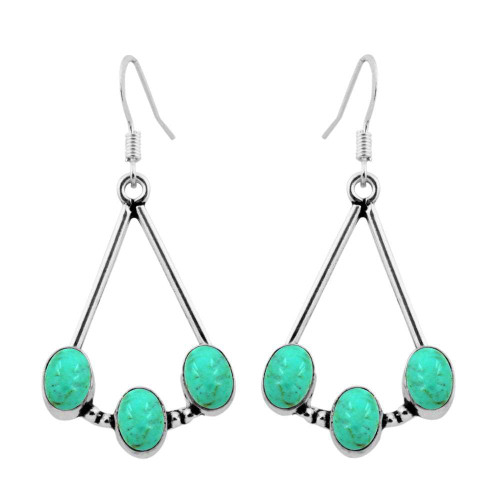 4.75 Cts Natural Turquoise 925 Silver Plated Handmade Dangle Earrings For Women, Green Stone December Birthstone Earrings Jewelry Gifts For Her Wife Women Sister Girfriend