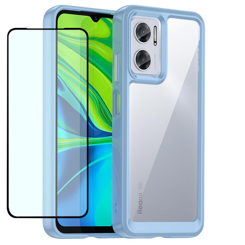 Clear Case for Redmi 10 5G/Redmi 10 Prime+/Note 11E 5G/Redmi 11 Prime 5G Case with HD Screen Protector, Shockproof Clear Hard PC+TPU Bumper Protective Cover for Xiaomi Redmi 10 5G Crystal Blue