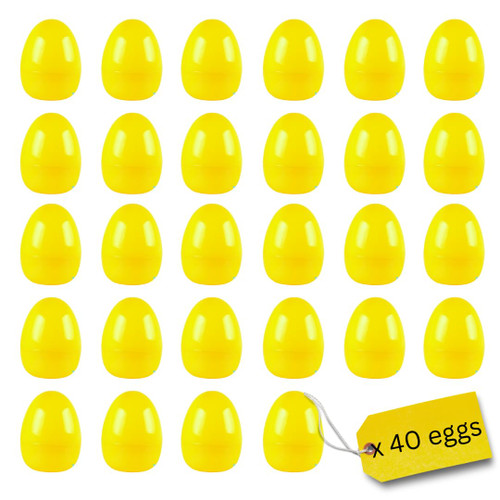 Fillable Plastic Easter Eggs Bulk - 40 PCS - Single Color Easter Eggs - Large Easter Eggs - Plastic Eggs Bulk (Yellow)