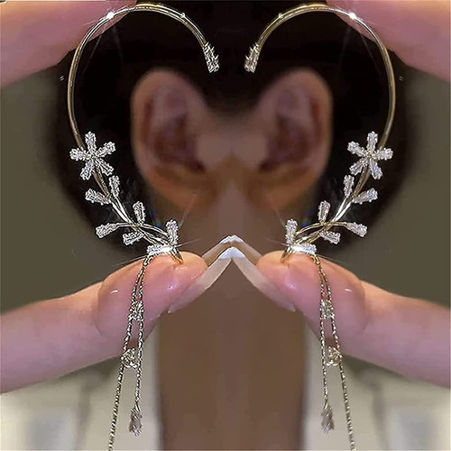 Ear Cuffs for Women Non Piercing, Butterfly Tassel Style Zircon Earrings, Ear Cuff Earrings for Women, Adjustable Ear Cuff Earrings Clip, Butterfly Ear Cuff (1 Pair-#3)