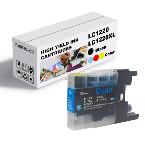 Ink Cartridge for Brother LC1220 1220XL High Yield Black and Color Ink Cartridge,Compatible for Brother J525N J925N J525W J525W J725DW J925DW J265W Printer Cyan
