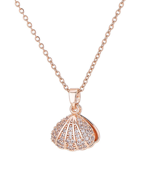 Fashion Shell Pearl Pendant Necklace Women 18K Gold Chain Jewelry June Birthstone Jewelry Gift for Her, Birthday, Wedding, Anniversary, Valentines Day