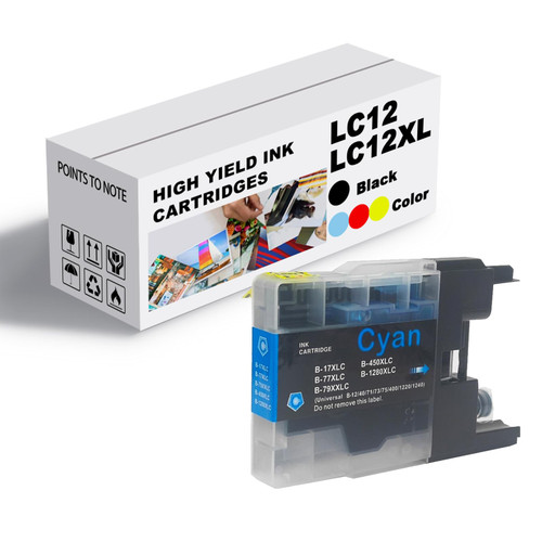 Ink Cartridge Compatible for Brother LC12 12XL Ink Cartridge,High Yield LC12 12XL Ink Cartridge,for Brother J525N J925N J525W J525W J725DW J925DW J265W Printer Cyan