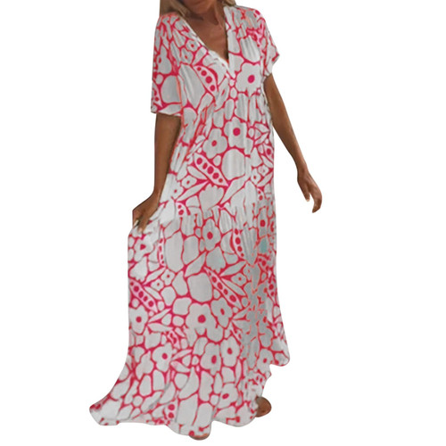 Summer Dresses for Women 2024 Casual Boho Floral Maxi Dresses V Neck Short Sleeve Flowy Swing a Line Dress Flowy Long Beach Dress Pink Summer Dresses for Women 2024 Casual Boho Floral Maxi Dresses V Neck Short Sleeve Flowy Swing a Line Dress Flowy Long Beach Dress Pink