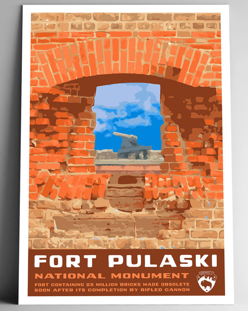 Fort Pulaski National Monument Vintage-Style Travel Poster - 8x10-12x18-18x24-24x36 / 4x6 Postcard WPA Style Art Print Georgia USA Cannon (8x10 Inch Poster)