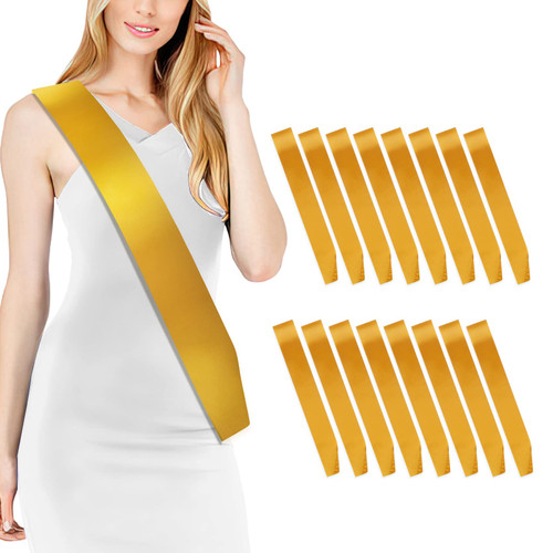 16 Pcs Sash Blank Satin Sash Dark Yellow Sash Party, Bride To Be Sash, Plain Sash, Diy Sash Sashes For Pageants, Birthday, Party, Graduation, Hen Party, Homecoming, Custom Sashes, Make Your Own Sash