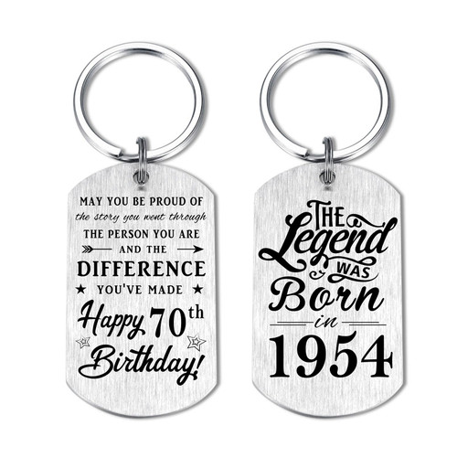 70th Birthday Gifts for Men 1954, Happy 70th Birthday Keychain, 70 Year Old Birthday Gifts for Women, The Legend was Born in 1954 70th Birthday Gifts for Men 1954, Happy 70th Birthday Keychain, 70 Year Old Birthday Gifts for Women, The Legend was Born in 1954
