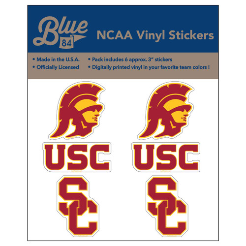 NCAA USC Trojans 3" Vinyl Sticker 6-Pack, USC Trojans Cardinal, One Size