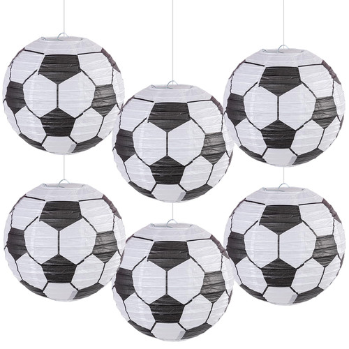 6 PCS 8'' Soccer Party Decorations Soccer Lanterns Soccer Paper Lanterns Soccer Hanging Lanterns Creative Soccer Party Decorations