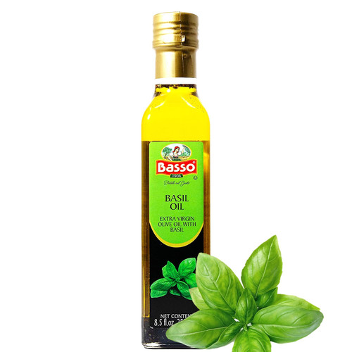 Basil Oil, Infused Extra Virgin Olive Oil, 8.5 Fl Oz (250 ml), Cooking, Dipping, Dressing, and Tasting, (Basil)