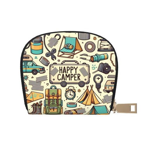Credit Card Case Wallet Duct-Tape-Outdoor-Camper Small Pu Leather Zipper Card Holder