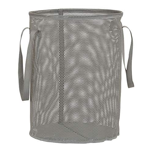 Household Essentials Round Mesh Collapsible Laundry Hamper with Handles| Grey