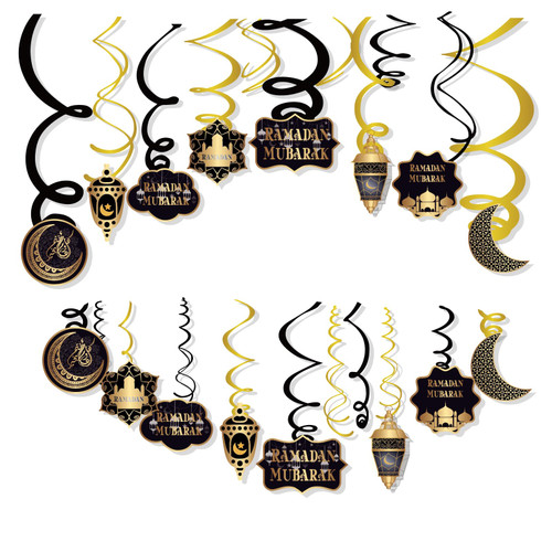 30Pcs Ramadan Mubarak Theme Party Decoration,Hanging Swirl Ceiling Whirl Party Supply for Boy Girl Birthday Party Decorations, Baby Shower Party Hanging Decor