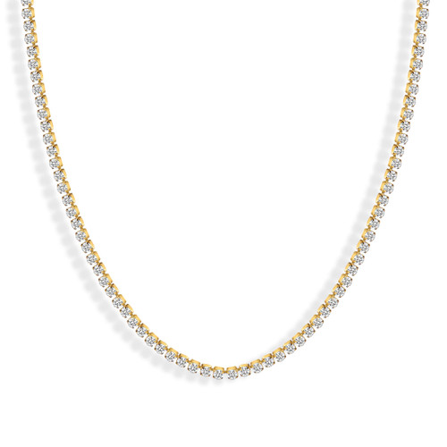 Gold Tennis Necklace For Women Diamond Chain Necklace Simple Dainty Crystal Cubic Zirconia 4mm Rhinestone Choker 18K Gold Plated Jewelry Gift 18.5 inches