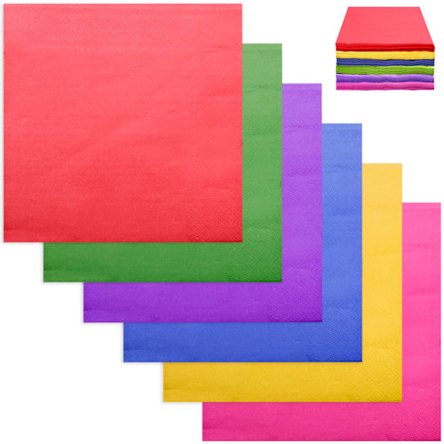 120 Pcs Colorful Party Paper Napkins Disposable,Rainbow Coloured,Cocktail Luncheon Beverage Napkins,Mixed Colour Paper Serviettes Napkins,2 Ply, 33x33cm