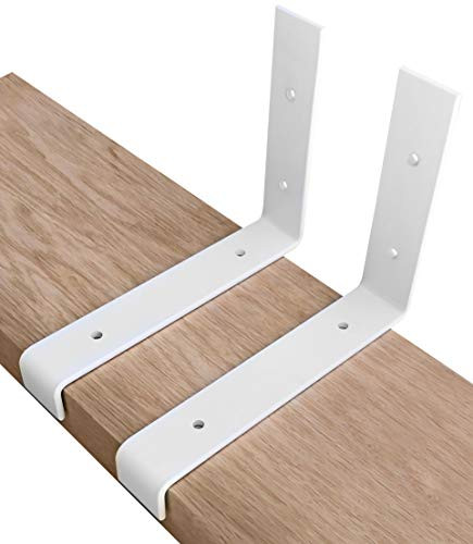 Industrial Forged Steel Floating Shelf L Bracket with Lip by DIY CARTEL - Powder Coated Raw Metal/Steel Floating Shelf Hardware - 2 Pack - Farmhouse Scandinavian Shelf Brackets