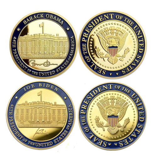44TH & 46TH US President Barack Obama & Joe Biden Presidential White House Inauguration Novelty Challenge Coin