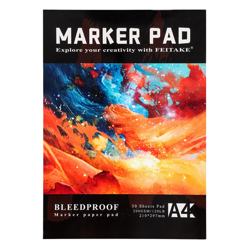 Marker Paper Pad Sketchbook Bleedproof for Alcohol Markers 120lb/200gsm Thick Art Drawing Papers 30Sheets (60pages) / A4(8.3"x11.7") Gift for Artists Students Kids