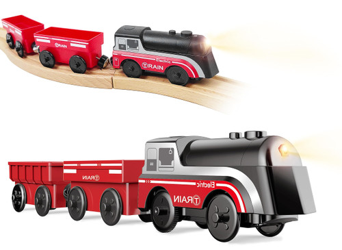 Battery Operated Train for Wooden Track, Motorized Train for Toddlers 3+ Years Old, 3Pcs Train Toy Set Electric Train Compatible with Thomas, Brio, Chuggington, Melissa and Doug Battery Operated Train for Wooden Track, Motorized Train for Toddlers 3+ Years Old, 3Pcs Train Toy Set Electric Train Compatible with Thomas, Brio, Chuggington, Melissa and Doug