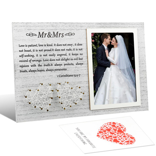 Mr.&Mrs. Picture Frame, Wedding Photo Frames for Couples, Valentine's Day Gifts for Him/Her, Wedding Anniversary Frame, Engagement Present for Lover, Unique Bridal Shower Gifts