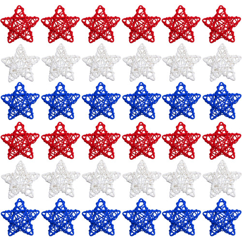 36 Pcs 4th of July Star Shaped Rattan Balls Decorations, 2.36 Inch Red White and Blue Star Shaped Wicker Balls for 4th of July DIY Vase Bowl Filler Ornament Table Decorations 36 Pcs 4th of July Star Shaped Rattan Balls Decorations, 2.36 Inch Red White and Blue Star Shaped Wicker Balls for 4th of July DIY Vase Bowl Filler Ornament Table Decorations