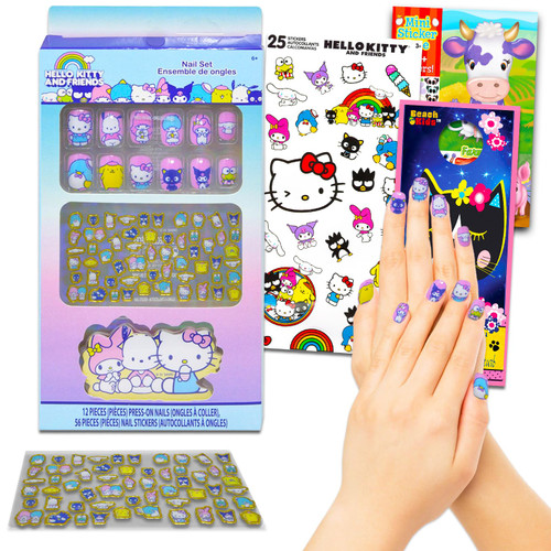 and Friends Press-On Nails for Kids - Bundle with 12 Stick-On Nails Plus Nail Art Stickers, More | Nail Kit for Girls and Friends Press-On Nails for Kids - Bundle with 12 Stick-On Nails Plus Nail Art Stickers, More | Nail Kit for Girls