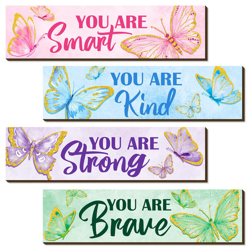 4 Pcs Butterfly Inspirational Girl Room Decor Positive Quotes Wall Decor for Kids Colorful Rainbow Wall Sign Bedroom Wall Art Little Girl Toddler Wood Hanging Sign for Teen Boy Baby Playroom 4 Pcs Butterfly Inspirational Girl Room Decor Positive Quotes Wall Decor for Kids Colorful Rainbow Wall Sign Bedroom Wall Art Little Girl Toddler Wood Hanging Sign for Teen Boy Baby Playroom