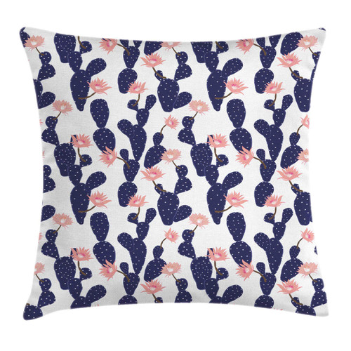 Navy and Blush Throw Pillow Cushion Cover, Cactus Tropical Garden Theme Blossoming Succulent Plants Exotic Botanical, Decorative Square Accent Pillow Case, 16" X 16", Indigo Coral Navy and Blush Throw Pillow Cushion Cover, Cactus Tropical Garden Theme Blossoming Succulent Plants Exotic Botanical, Decorative Square Accent Pillow Case, 16" X 16", Indigo Coral