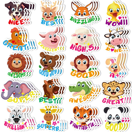 300 Pcs Scratch and Sniff Sticker for Kids Smelly Scented Motivational Stickers Reward Stickers Teacher Stickers Incentive Positive Stickers for Student Classroom Chart School (Animal)