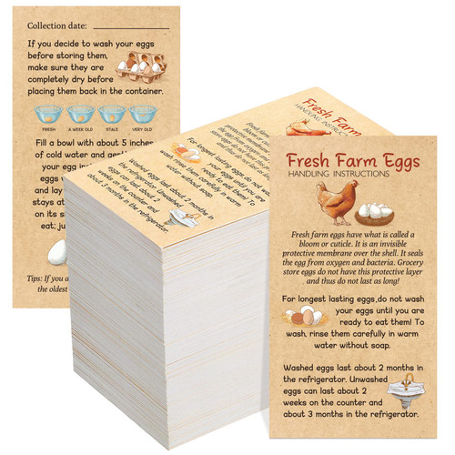 200 Pcs Fresh Farm Eggs Handling Instructions 2 x 3.5 Inches Eggs Design Business Card Egg Stamps for Fresh Eggs Cards Label for Eggs Cartoons Accessories (Simple Style)