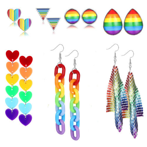 8 Pairs LGBT Pride Earrings Rainbow Mesh Drop Gay Pride Stuff Earrings Lightweight Chain Love Wins Dangle Rainbow Earrings Round Heart Rainbow Drop Earrings for Women Men 8 Pairs LGBT Pride Earrings Rainbow Mesh Drop Gay Pride Stuff Earrings Lightweight Chain Love Wins Dangle Rainbow Earrings Round Heart Rainbow Drop Earrings for Women Men