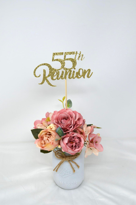 55th Reunion Table centerpiece sticks, 55th High School Reunion Party Table, 55th Reunion prop, Glitter Class Reunion cutouts, 55th, class of 1969